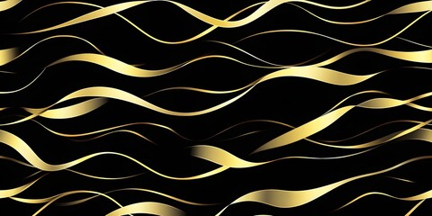 Poster - Abstract Gold Waves on Black Background