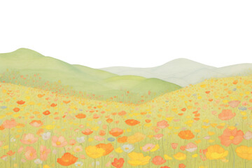 Wall Mural - PNG Flower field background painting backgrounds drawing.