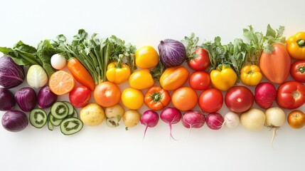 Canvas Print - Colorful Fresh Vegetables Arranged on a White Surface