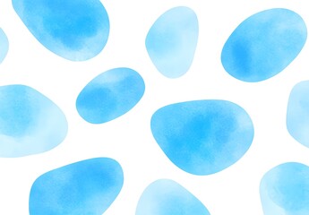 Sticker - Abstract Blue Watercolor Shapes on White Background