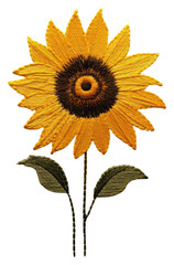 Sticker - PNG Sunflower embroidery style plant inflorescence.