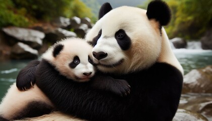 Wall Mural - Panda Bear and Cub