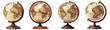 © Loony Dream Designs - Antique globes with world map design historical vintage decor transparent background