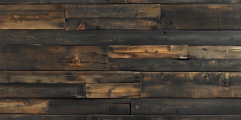 Sticker - Textured Wooden Wall with Dark Stained Finish