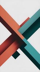 Intersecting shapes design on white background. Abstract minimalistic wallpaper. Colorful geometric template.