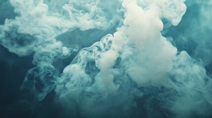 Canvas Print - Abstract Swirling Smoke on a Teal Background