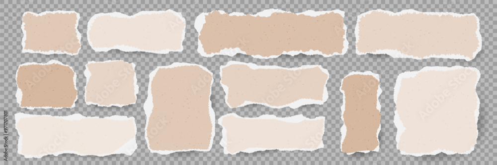 Craft color Torn Textured Paper pieces set. Paper fragments with Ripped ...