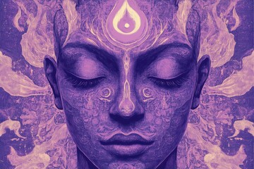 Mystical Portrait with Purple Ethereal Elements