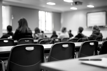 Poster - A professional speaker engages an attentive audience during an informative presentation held in a modern conference room