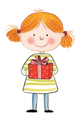 Sticker - PNG Mother holding a gift box cartoon child cute.