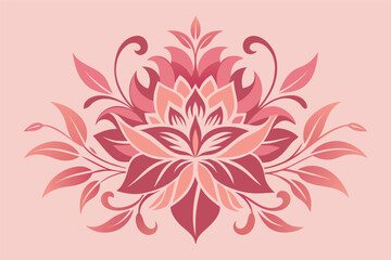 Poster - Delicate pink lotus flower illustration surrounded by floral elements on a soft background