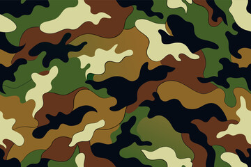 Poster - This abstract pattern features a diverse camouflage design with shades of green, brown, and tan, ideal for artistic projects or military-themed designs