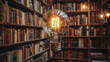 © Your Hand Please - glowing light bulb illuminates against a blurred book, symbolizing clarity, insight, and inspiration emerging from knowledge