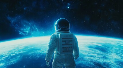 Wall Mural - Astronaut Looking at Earth
