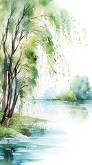 Poster - Watercolor painting of a lake