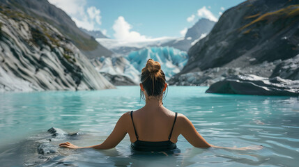 Canvas Print - Woman Alaskan Glacial River