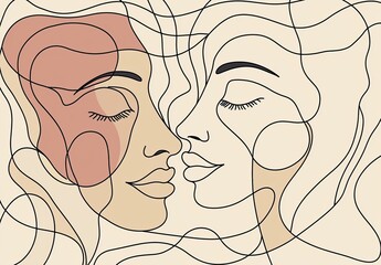 An illustration depicting a couple kissing each other as a valentine concept.