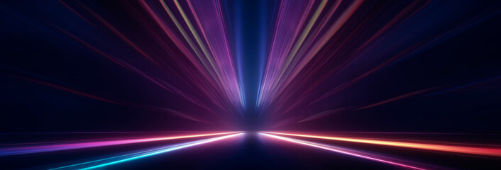 Wall Mural - dark abstract background. empty neon stage with rays.