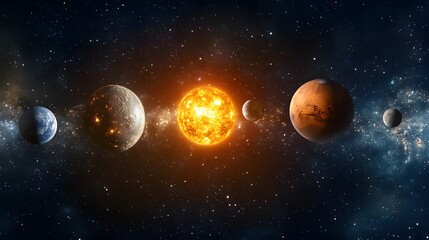 Wall Mural - inner solar system: a focused view of the inner solar system, featuring mercury, venus, earth, and m