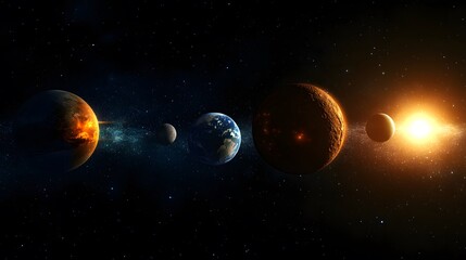 Wall Mural - inner solar system: a focused view of the inner solar system, featuring mercury, venus, earth, and m