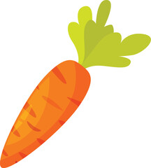 Canvas Print - Single fresh ripe cartoon carrot with green leaves growing upwards, isolated on white