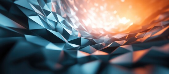 Wall Mural - 3D rendered abstract background featuring randomly extruded segments The flat surface is intricately segmented and illuminated with bright light enhanced by a bloom lens effect