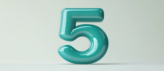 Teal colored 3D sign featuring the number five set against a white background created as a digital illustration