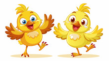 cartoon character chicken dancing, joyful and satisfied