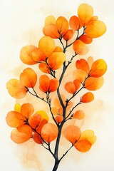 Wall Mural - Watercolor autumn leafs background