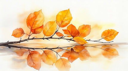 Wall Mural - Watercolor autumn leafs background