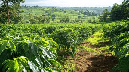 Sticker - Coffee Plantation in a Lush Landscape