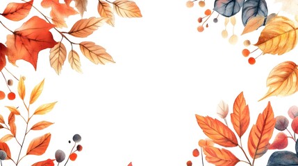 Canvas Print - watercolor set vector illustration of autumn theme frame isolate on white background
