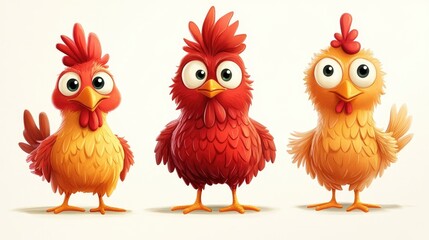 Wall Mural - Adorable cartoon chicken character in 2D illustration