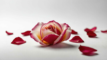 Wall Mural - Rose petal with plain white background