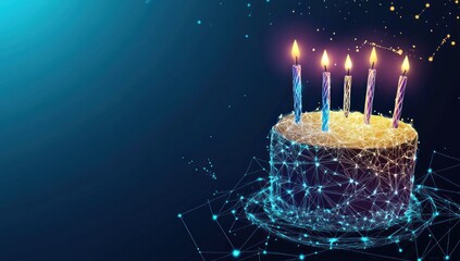 Birthday Cake with Candles - Low Poly Style