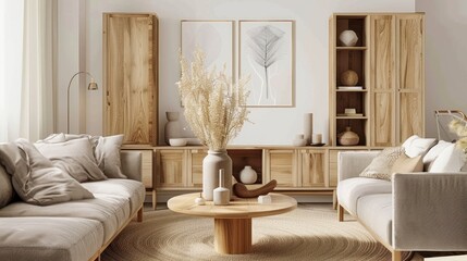 Wall Mural - Minimalist Living Room with Natural Elements