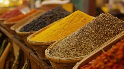 Vibrant Spices in a Market Stall