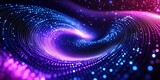 Fototapeta Przestrzenne - Abstract digital art of a swirling blue and purple background with white dots, creating a futuristic and tech-inspired visual