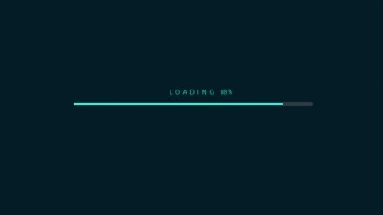 Leinwandbilder - Green bar, internet and download for software, speed and connection on dark background. Empty, ai and blockchain with progress, big data collection and cyber security for digital space and network