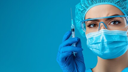 Nurse administering a vaccine to a patient in a clinic with a focus on safety and professional care in an extreme close-up