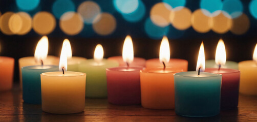 Wall Mural - Colorful Candles in the Dark