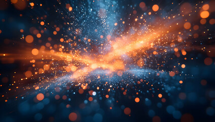 Wall Mural - a stunning abstract display of orange and blue particles, creating a dynamic and vibrant atmosphere 