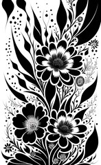 black and white floral background