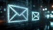 © Earny - Digital representation of glowing email icons in a modern, high-tech setting with a hint of urban nightlife.