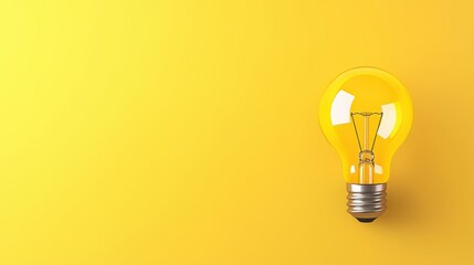 Canvas Print - Yellow Light Bulb on Yellow Background   Idea Concept