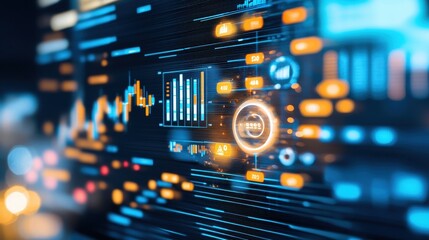 Futuristic Technology Interface with Data Visualization