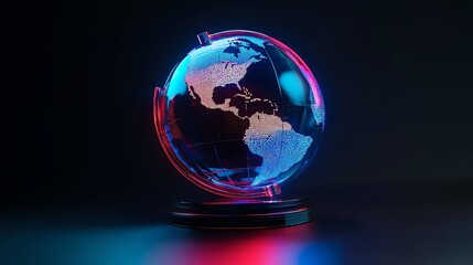 Canvas Print - A digital rendering of a glowing Earth globe with a futuristic design.