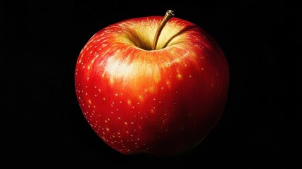 Wall Mural - Red Apple on Black Background