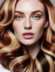 Closeup portrait emphasizing hair and beauty features. This image showcases shiny hair with vibrant colors and smooth texture (14)