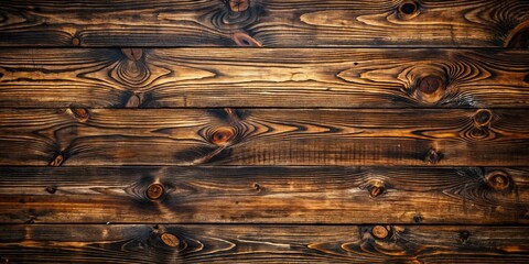 Wall Mural - Rustic dark wood background featuring prominent knots and grain, exuding a textured, vintage charm that adds depth and